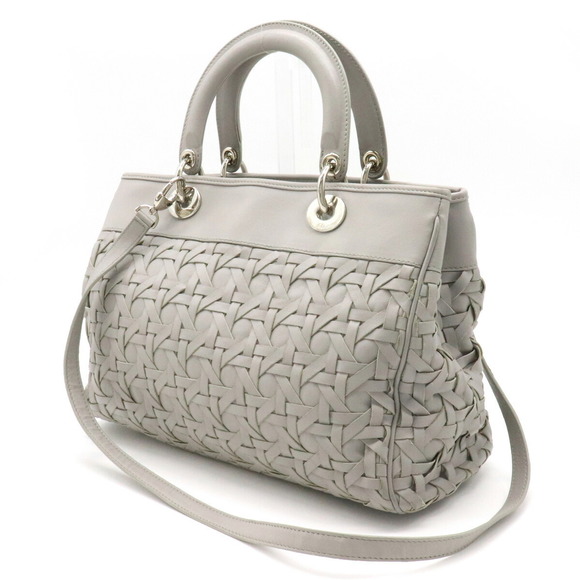 Dior  Leather Handbag Gray Christian 2WAY issimo - Picture 1 of 9